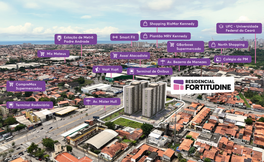 Mapa de localização com pontos de interesse